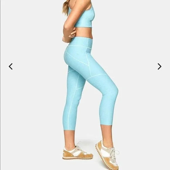 Outdoor Voices Leggings Large Pool Blue 3/4 Warmup High Rise Workout - Picture 2 of 12